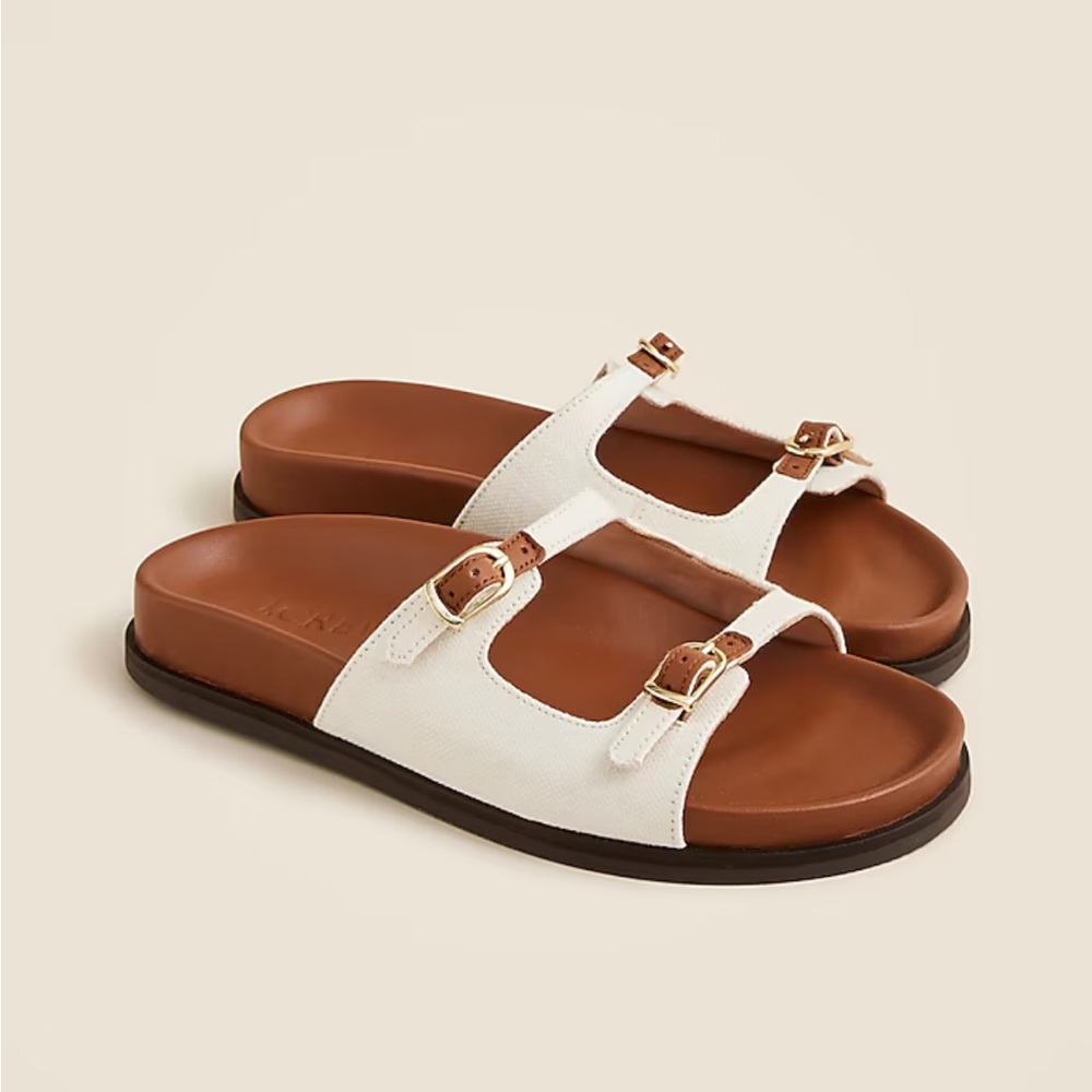 J. Crew New Colbie buckle sandals in canvas and leather
